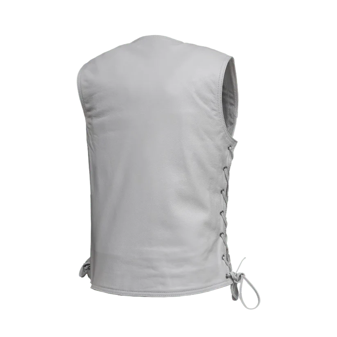Burrow Women Vest Classic White by Demastic Leather USA