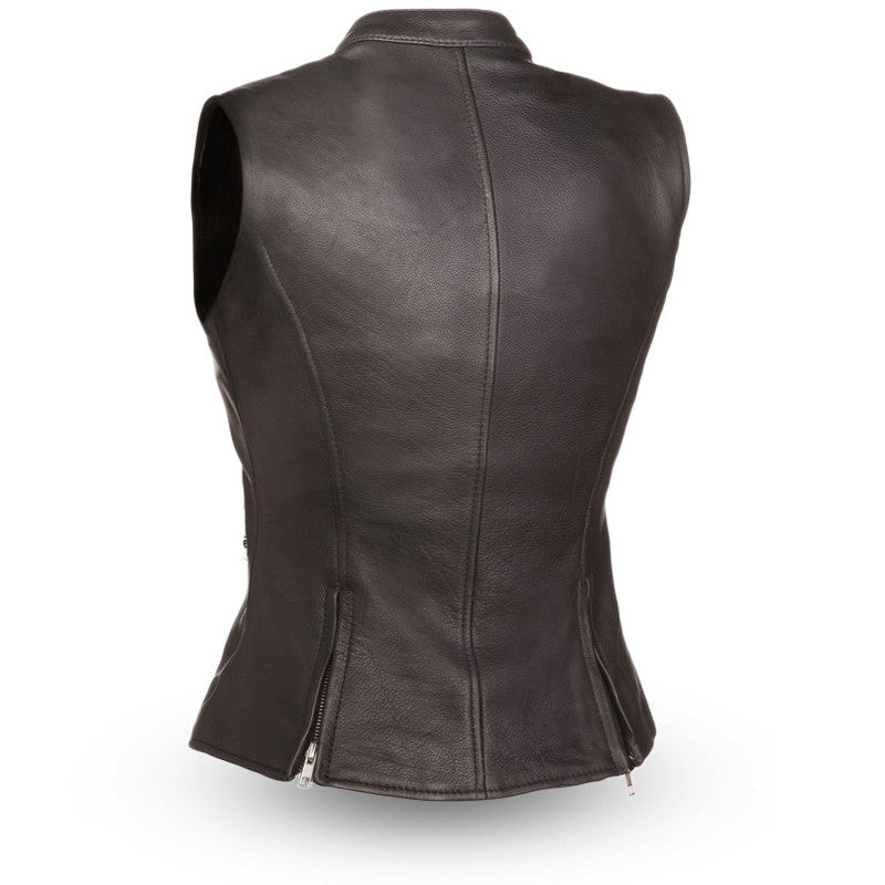 Faye Women's Motorcycle Leather Vest | Demastic USA - Demastic