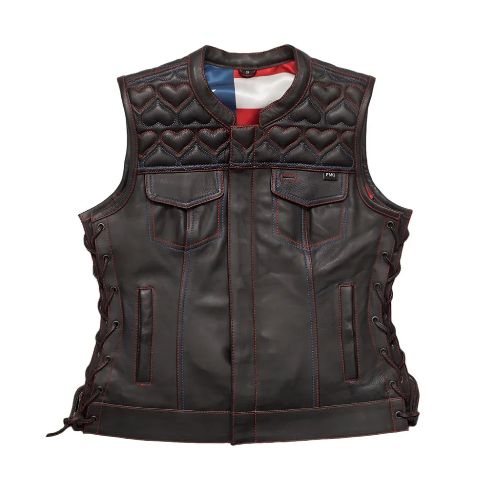 Rilley Women’s Motorcycle Leather Vest | Demastic USA - Demastic