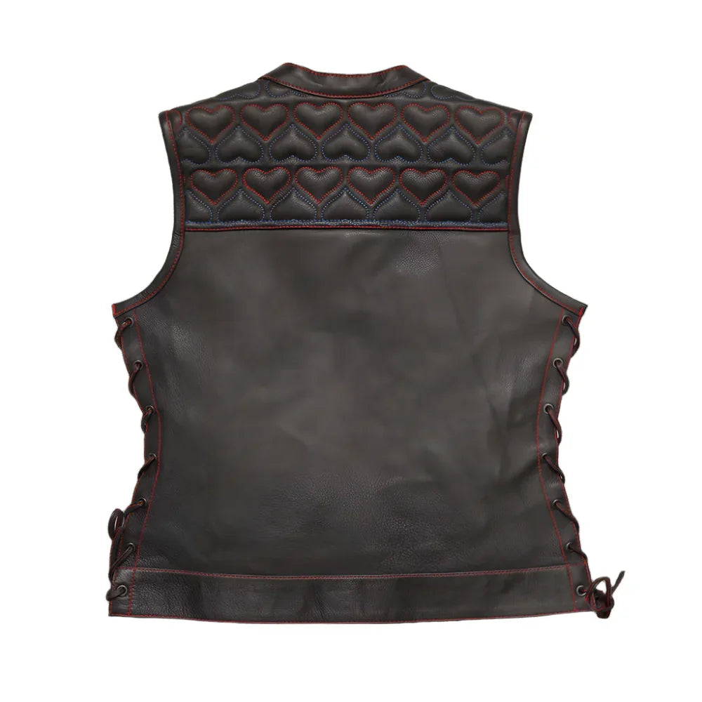 Rilley Women’s Motorcycle Leather Vest | Demastic USA - Demastic