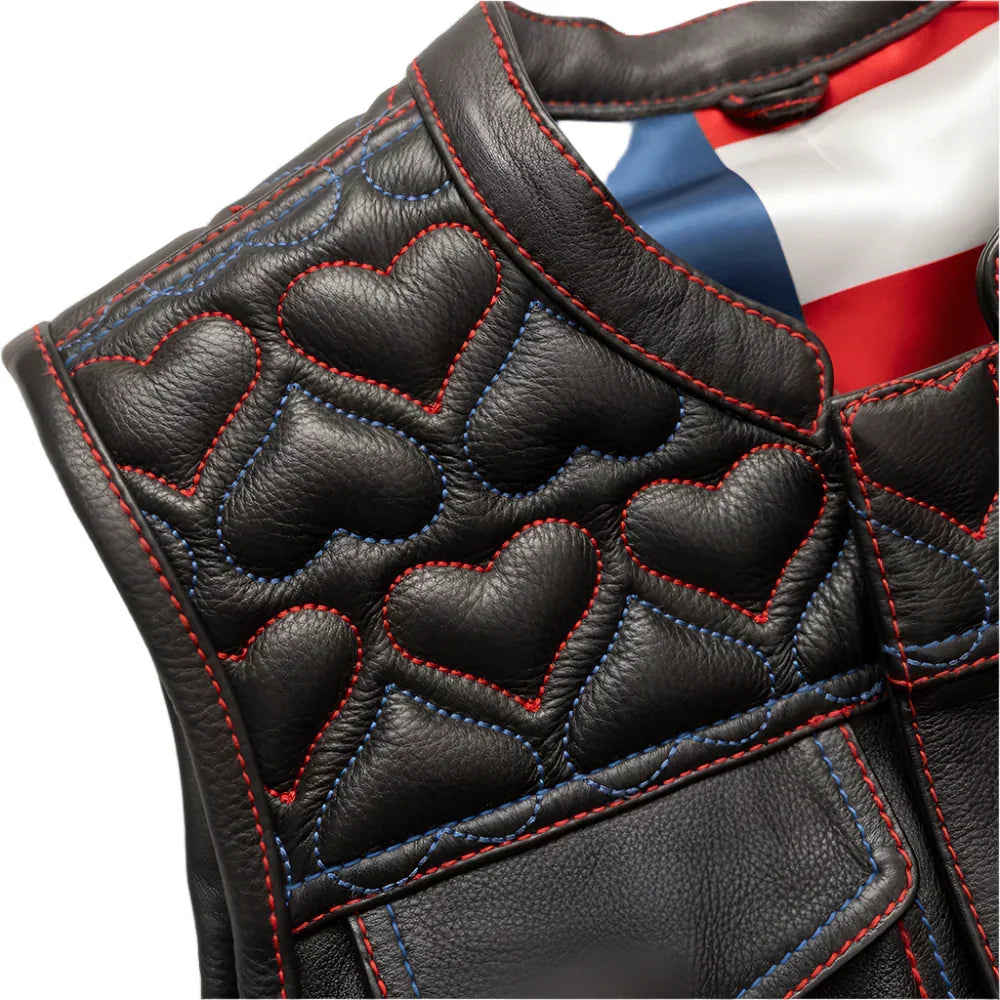 Rilley Women’s Motorcycle Leather Vest | Demastic USA - Demastic