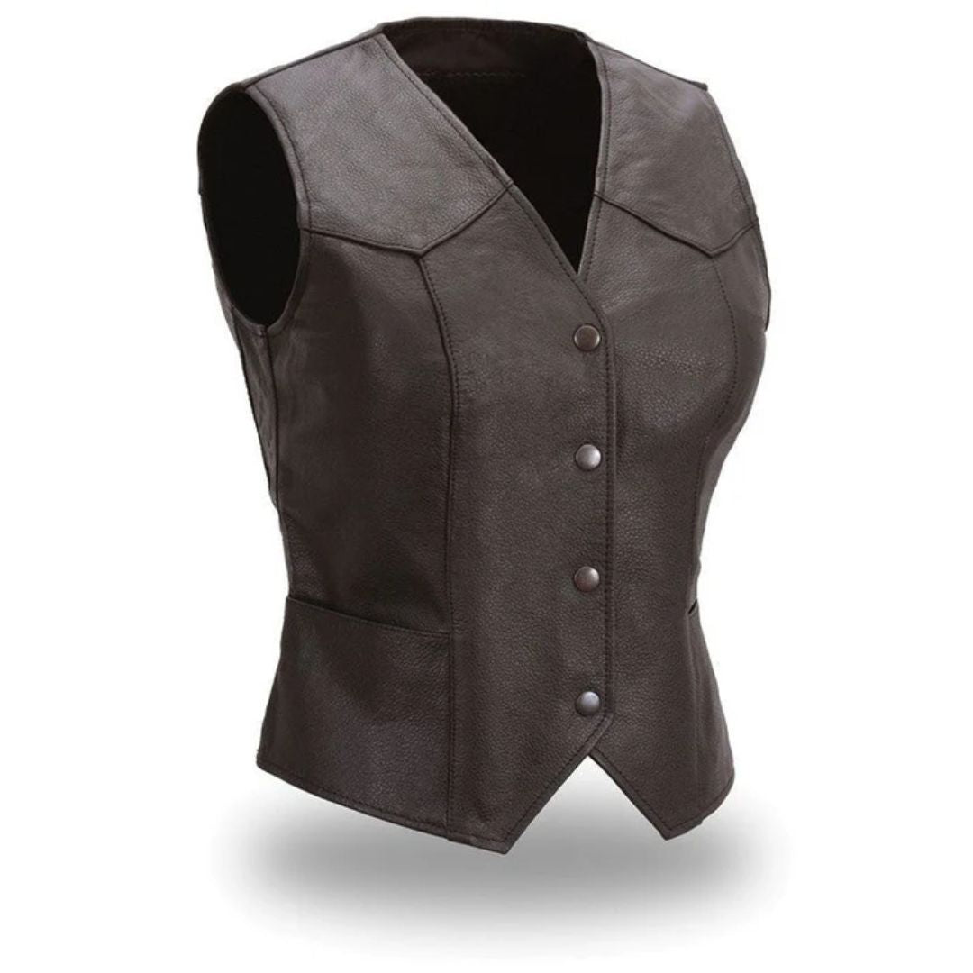 Sierra Women's Motorcycle Leather Vest | Demastic USA - Demastic