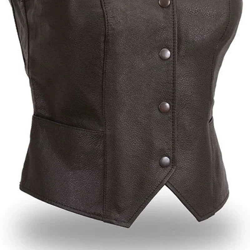 Sierra Women's Motorcycle Leather Vest | Demastic USA - Demastic