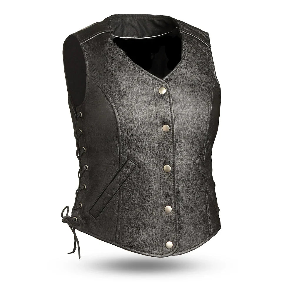 Women's Honey Rider Motorcycle Leather Vest | Demastic USA - Demastic
