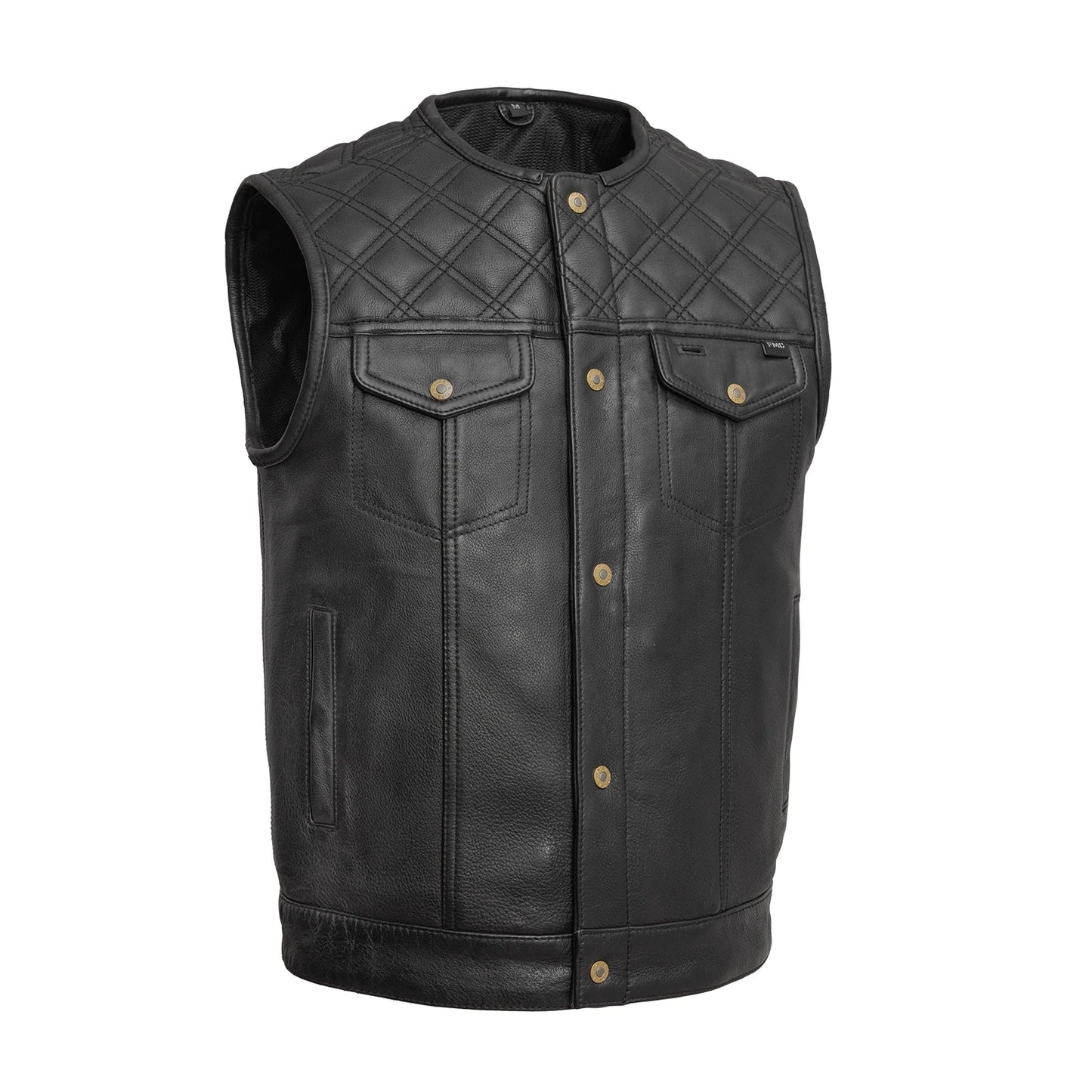 Gregg Men Motorcycle Leather Vest | Durable Riding Gear