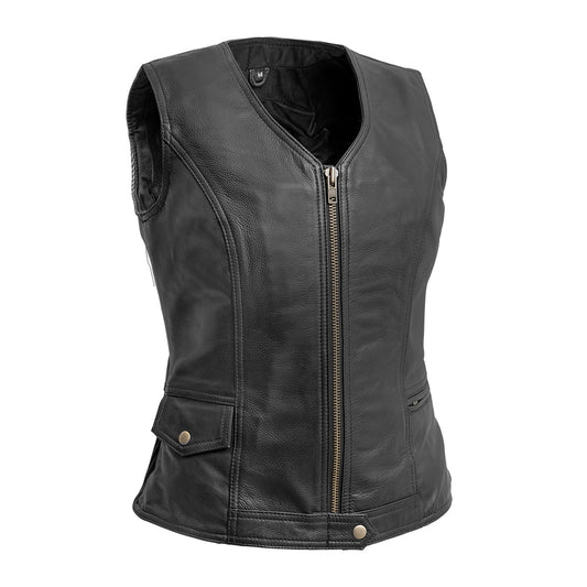 Laura Women's Motorcycle Leather Vest | Demastic USA - Demastic