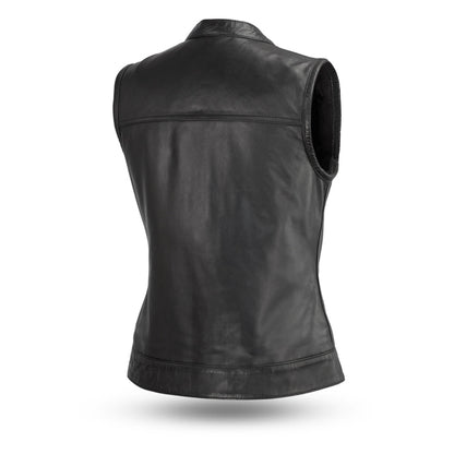 Linda Women's Premium Motorcycle Leather Vest | Demastic USA - Demastic