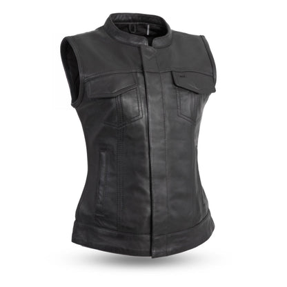 Linda Women's Premium Motorcycle Leather Vest | Demastic USA - Demastic
