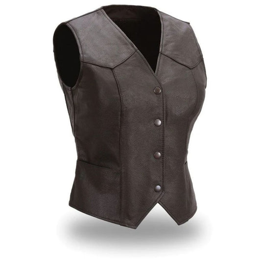 Sierra Women's Motorcycle Leather Vest | Demastic USA - Demastic