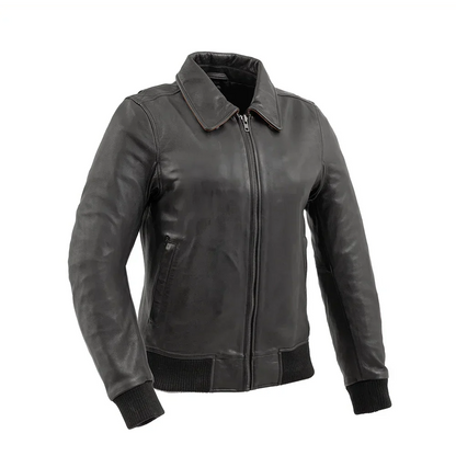 Sophia Women's Moto Bomber Leather Jacket | Demastic USA - Demastic