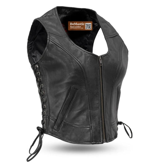 Ritzy Women's Leather Motorcycle Vest | Stylish & Durable Fashion Biker Vest