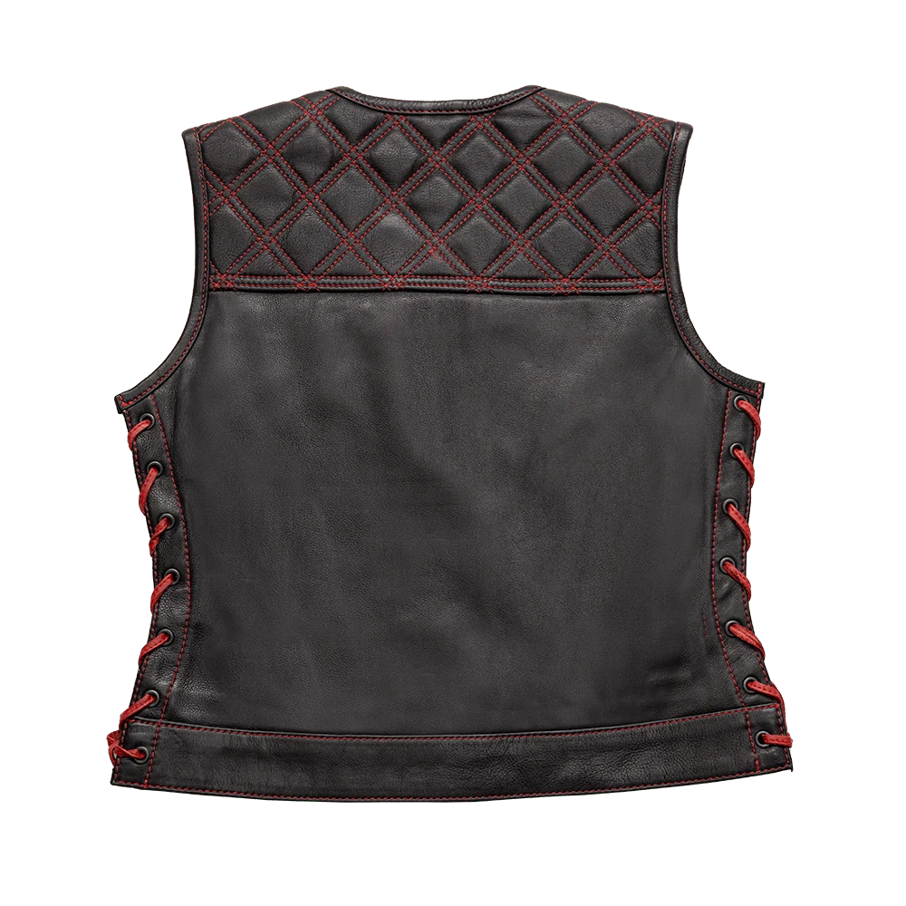 Benish - Women’s Quilted Motorcycle Leather Vest | Sleek Diamond Stitch Design