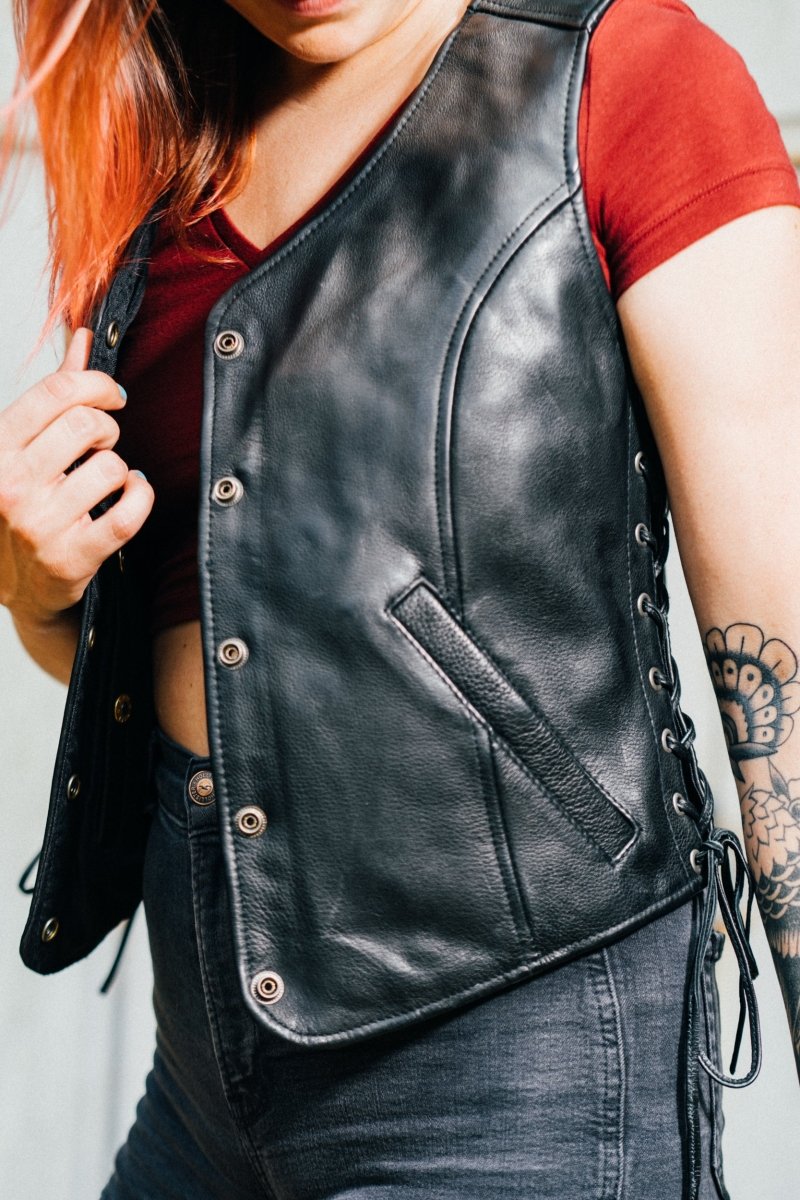 Women's Honey Rider Motorcycle Leather Vest | Premium Riding Gear for Women