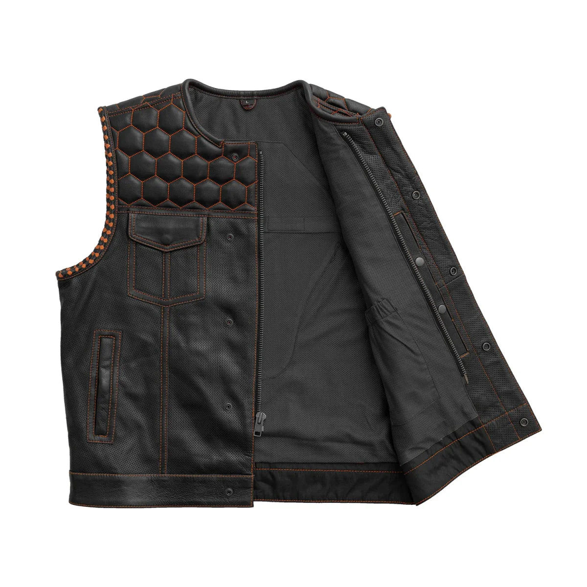 Wasp Perforated Men's Leather Motorcycle Vest | Club Style Design