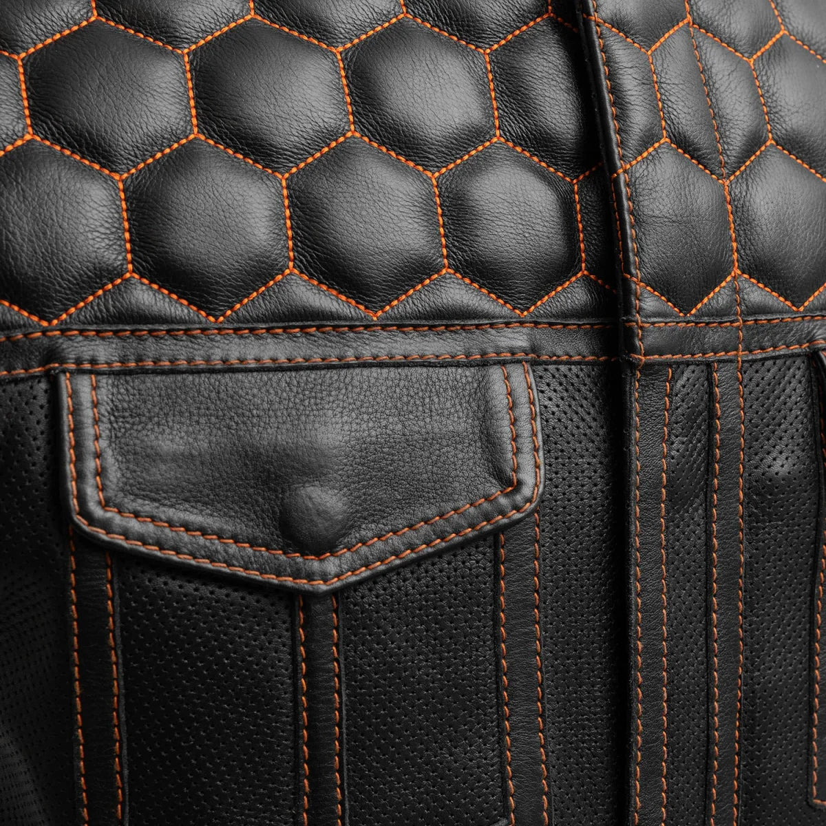Wasp Perforated Men's Leather Motorcycle Vest | Club Style Design