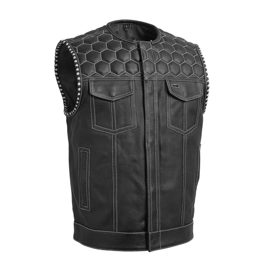 Wasp Perforated Men's Leather Motorcycle Vest | Club Style Design