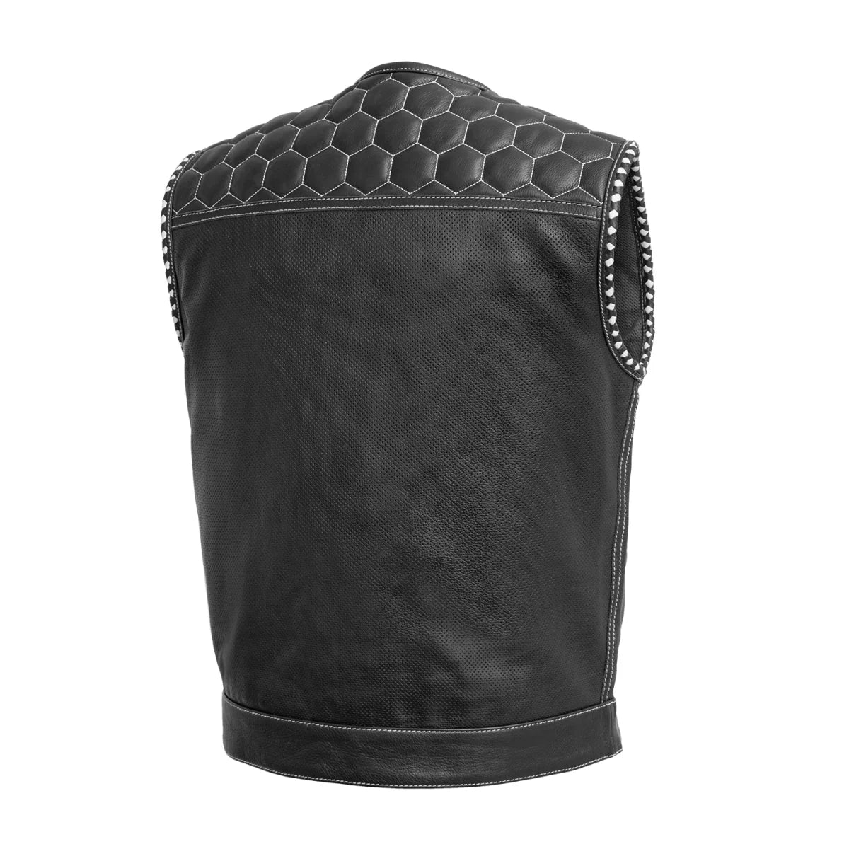 Wasp Perforated Men's Leather Motorcycle Vest | Club Style Design