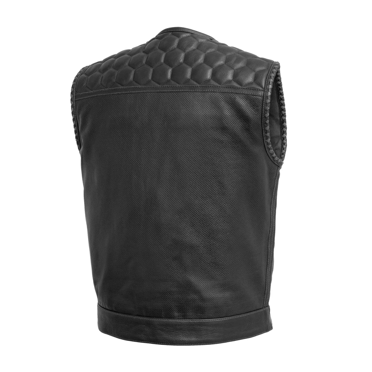 Wasp Perforated Men's Leather Motorcycle Vest | Club Style Design