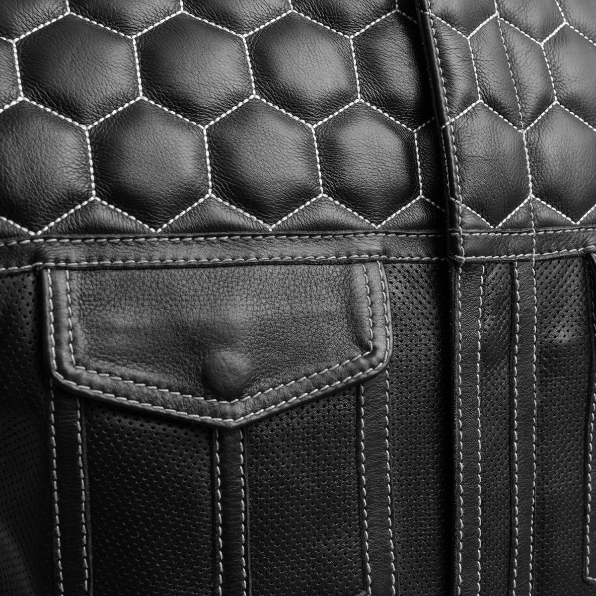 Wasp Perforated Men's Leather Motorcycle Vest | Club Style Design