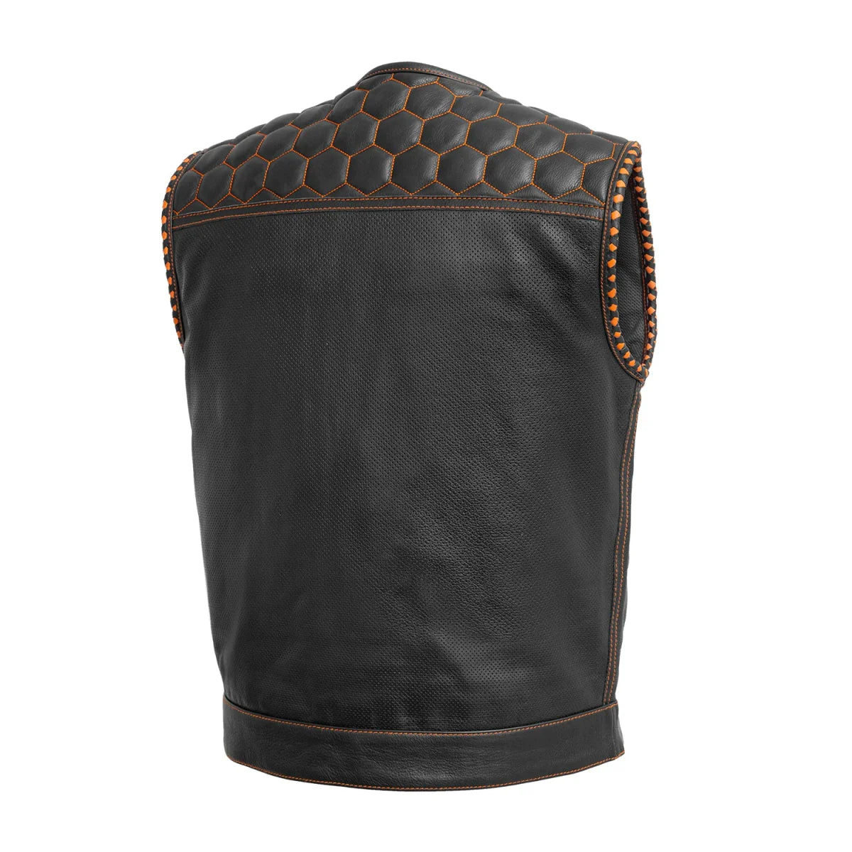 Wasp Perforated Men's Leather Motorcycle Vest | Club Style Design