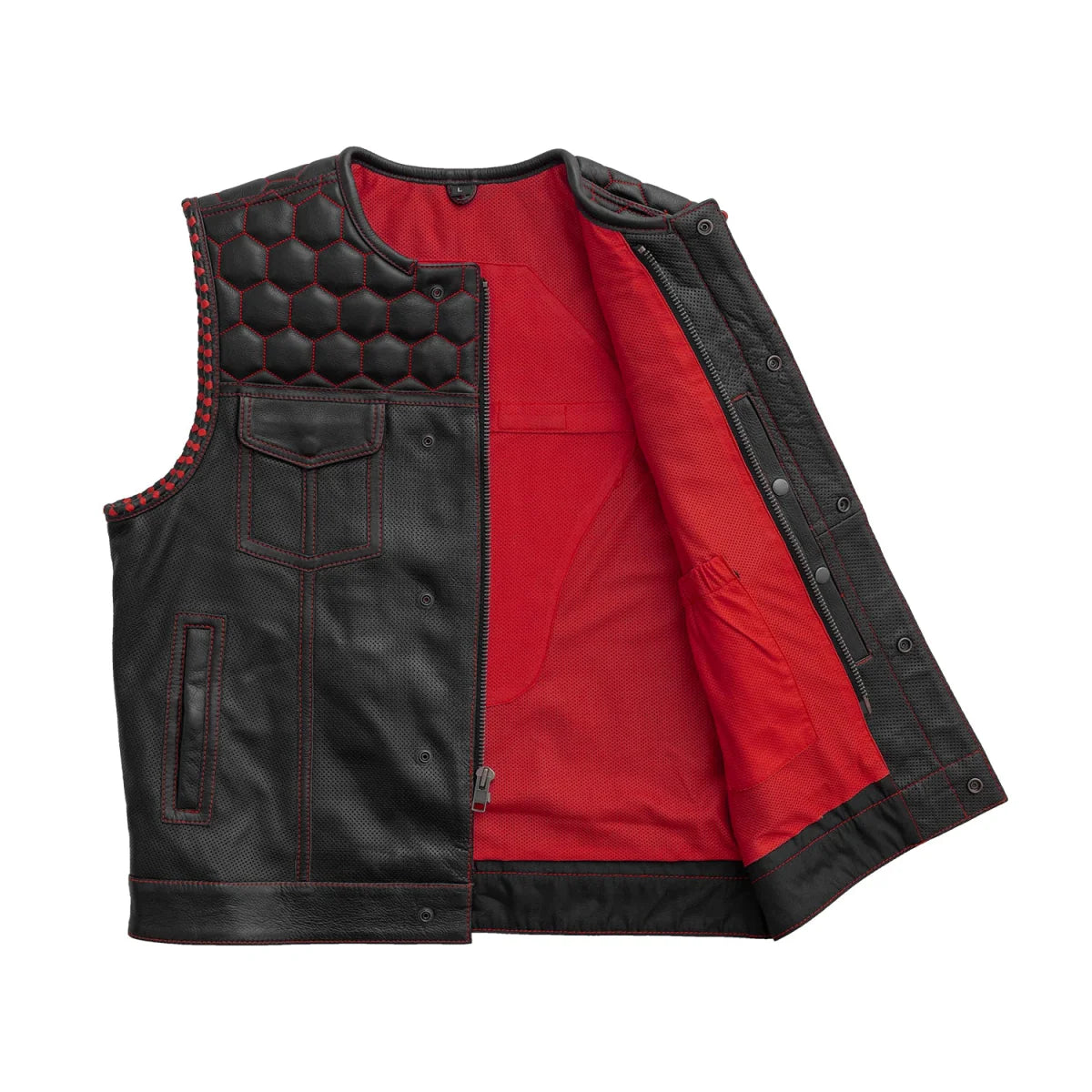 Wasp Perforated Men's Leather Motorcycle Vest | Club Style Design