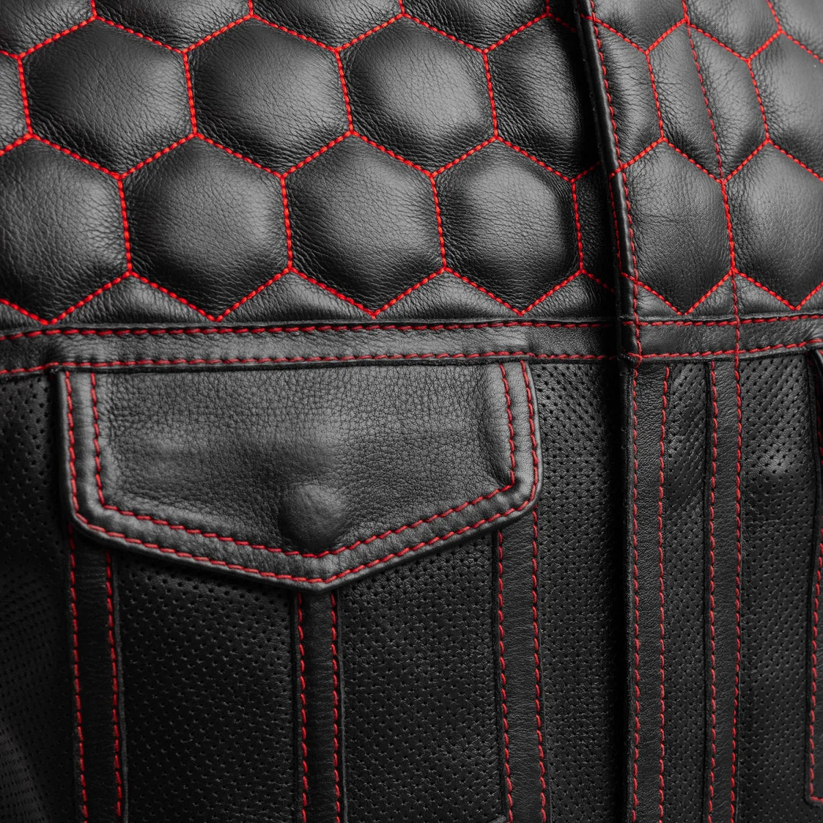 Wasp Perforated Men's Leather Motorcycle Vest | Club Style Design