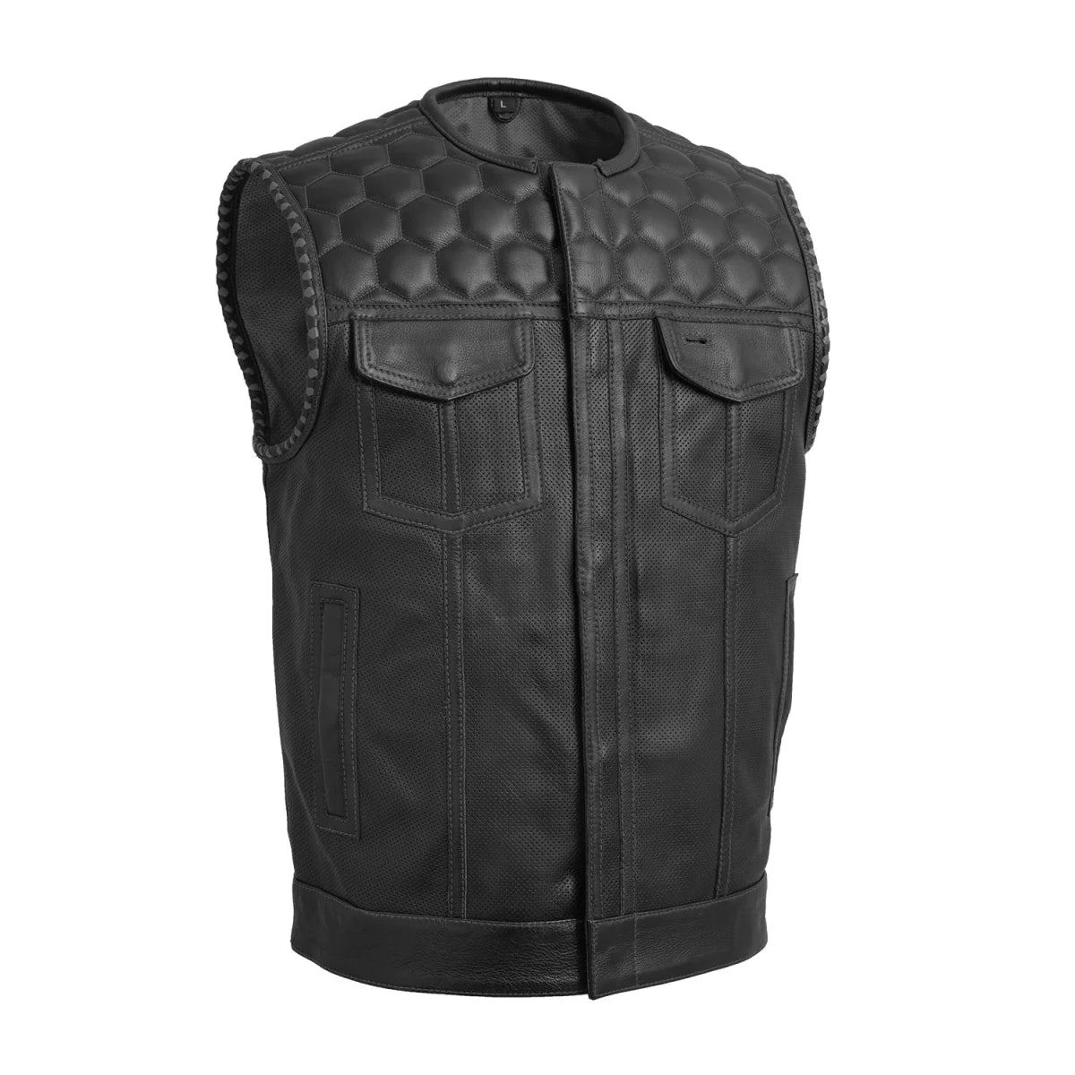 Wasp Perforated Men's Leather Motorcycle Vest | Club Style Design