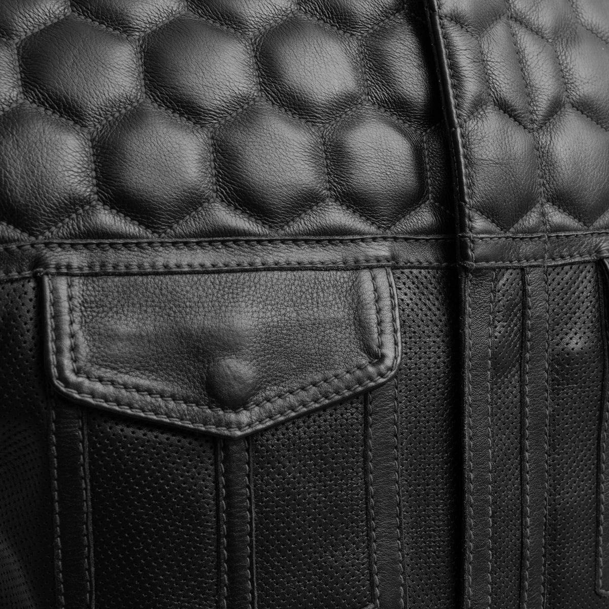 Wasp Perforated Men's Leather Motorcycle Vest | Club Style Design