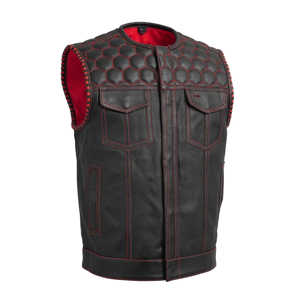 Wasp Perforated Men's Leather Motorcycle Vest | Club Style Design