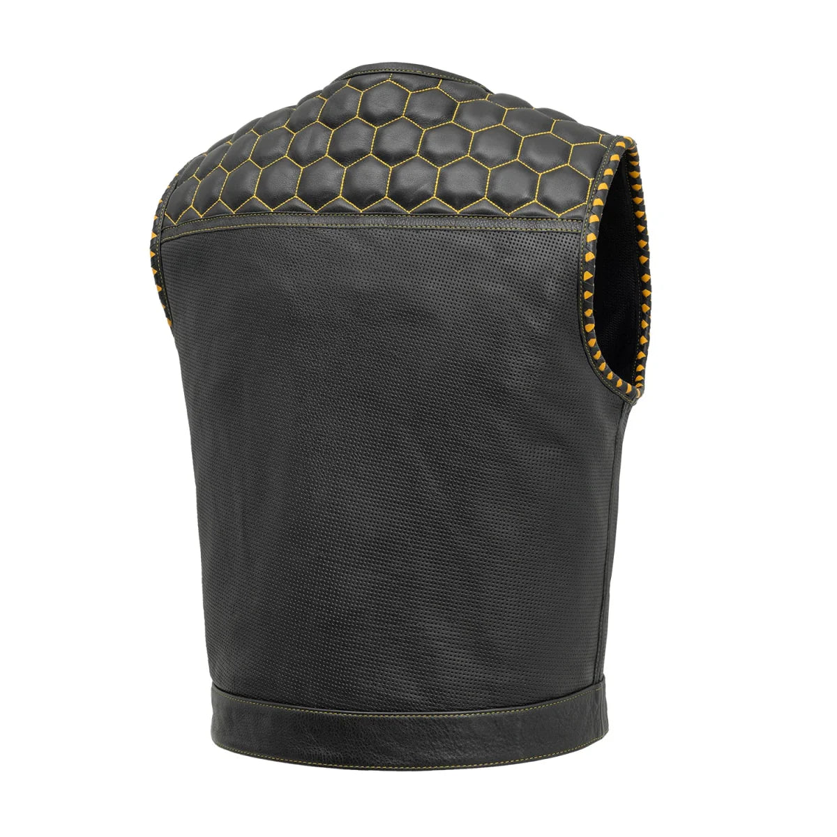 Cozier Wasp Perforated Men's Club Style Leather Vest | Lightweight & Durable Motorcycle Gear