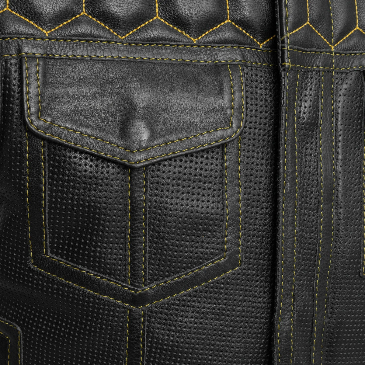 Cozier Wasp Perforated Men's Club Style Leather Vest | Lightweight & Durable Motorcycle Gear
