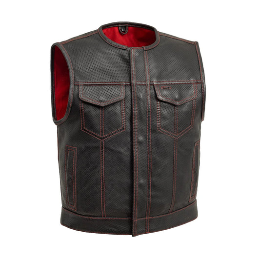 Cozier Men's Perforated Leather Motorcycle Vest | Sleek, Durable, and Breathable