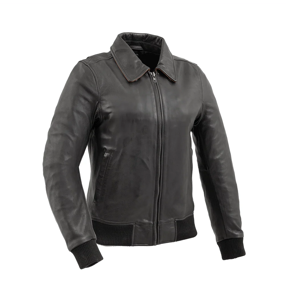 Sophia - Women's Moto Bomber Leather Jacket | Premium Genuine Leather