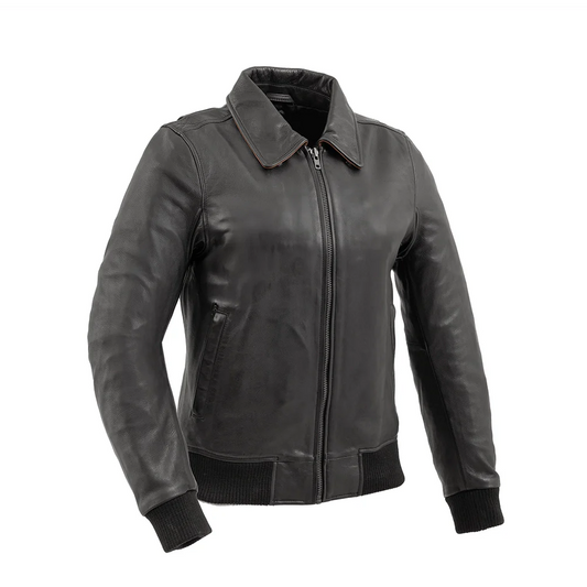 Sophia - Women's Moto Bomber Leather Jacket | Premium Genuine Leather
