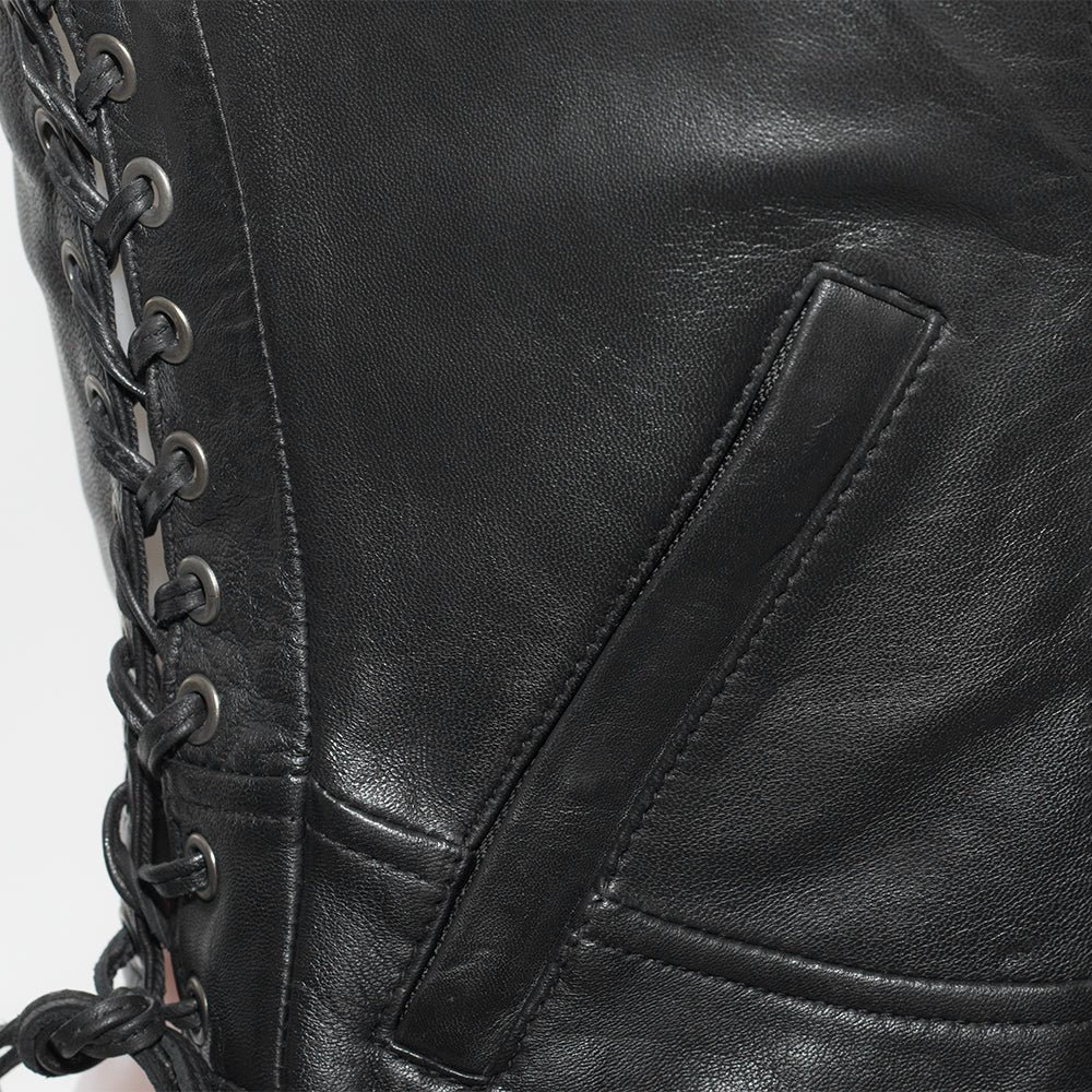 Ritzy Women's Leather Motorcycle Vest | Stylish & Durable Fashion Biker Vest